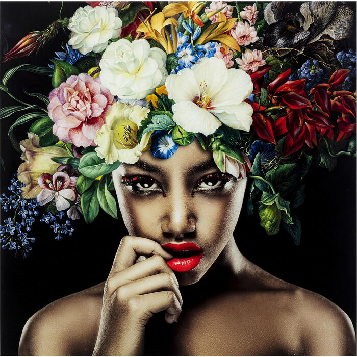 Cuadro de Vidrio Pretty Flower Woman 120x120 cm