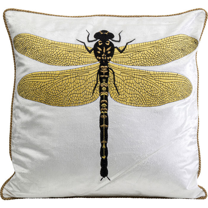 Cojin Glitter Dragonfly White 40x40 cm